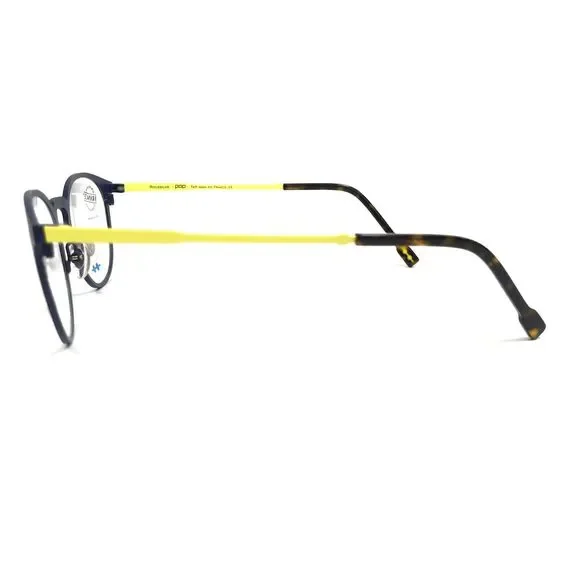 POP by Roussilhe Eyeglasses Frames 34B C25 Navy Blue Neon Yellow Round 47-20-135